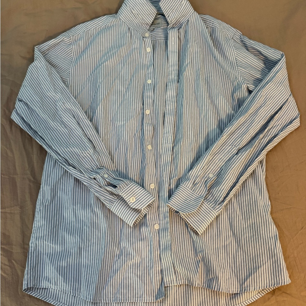 Classic Blue Striped Men's Button Down Shirt